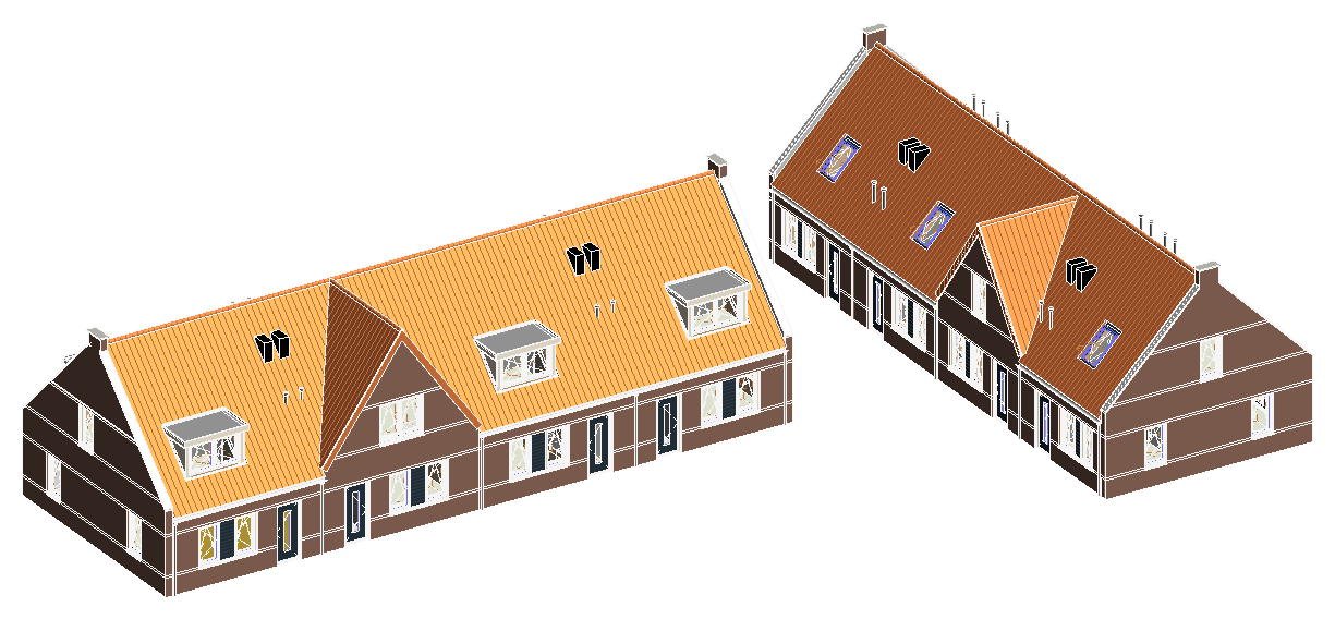Revit-model van 8 grondgebonden woningen te Deil